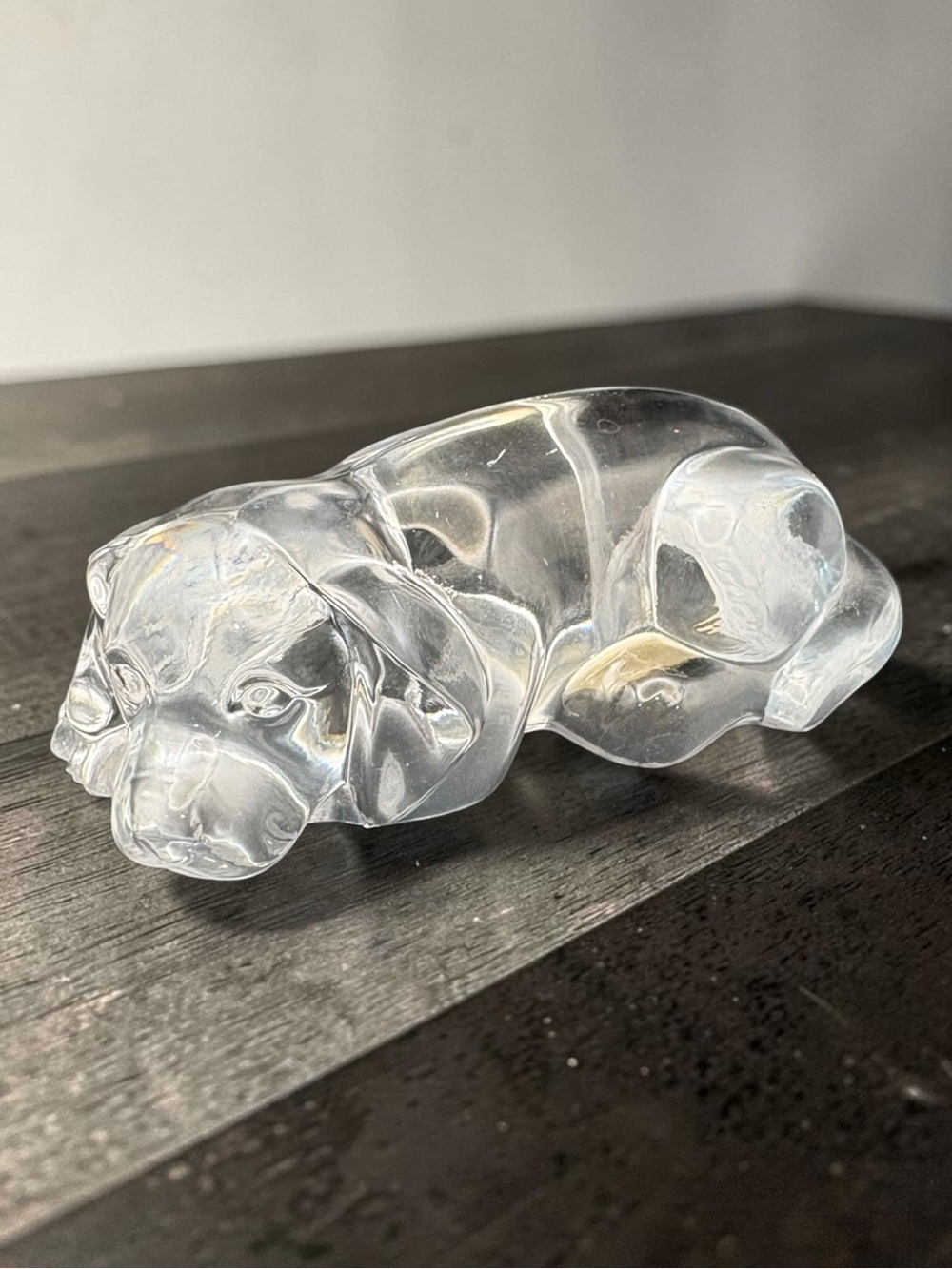 Vintage 1980’s Princess House 24% Lead Crystal Sleeping Dog Figurine Paperweight